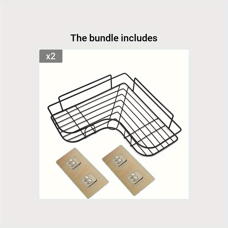 1pc Heavy-Duty Cast Iron Corner Shelf - No Drill Adhesive/Bolt- Wall-Mounted Angled Bath Shelf, Space-Saving Curved Shelves for Small Bathrooms, Installation (No Tools/Screws) Suitable for Bathrooms, Shelves