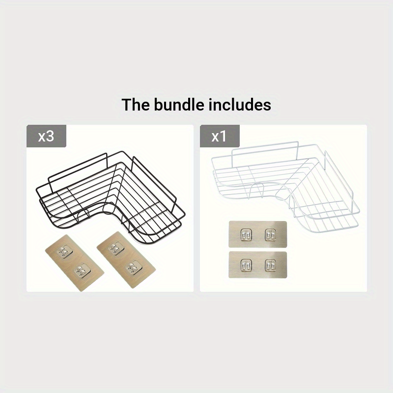 1pc Heavy-Duty Cast Iron Corner Shelf - No Drill Adhesive/Bolt- Wall-Mounted Angled Bath Shelf, Space-Saving Curved Shelves for Small Bathrooms, Installation (No Tools/Screws) Suitable for Bathrooms, Shelves